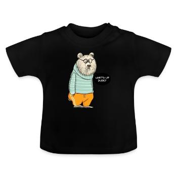 Dude Bear - Baby Bio-T-Shirt mit Rundhals - Schwarz - Vorne