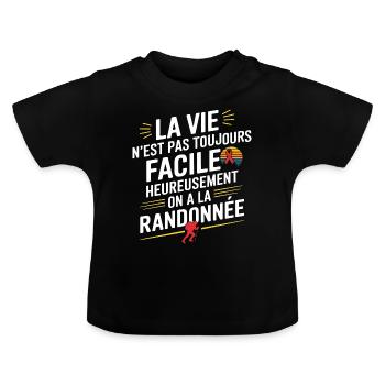 Fortunately we hike it - Baby Organic T-Shirt with Round Neck - black - Front