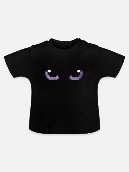 Katzenaugen Lila - Baby Bio-T-Shirt mit Rundhals - Schwarz
