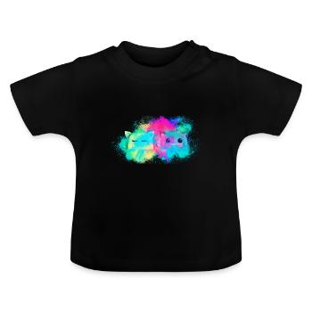 Ours bête coloré - T-shirt bio col rond Bébé - noir - Devant