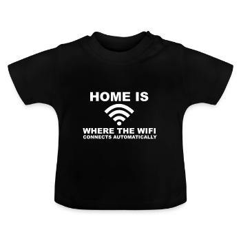 Home is where the wifi connects automatically - T-shirt bio col rond Bébé - noir - Devant