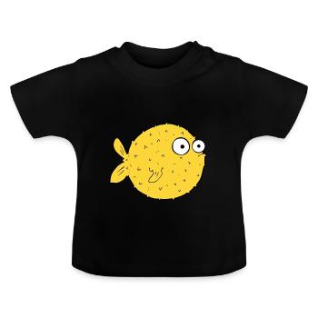 Verwirrter Kugelfisch - Baby Bio-T-Shirt mit Rundhals - Schwarz - Vorne