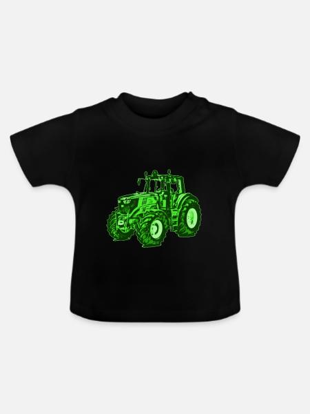 Traktor Landwirt Bauer Trecker Landmaschine - Baby Bio-T-Shirt mit Rundhals - Schwarz