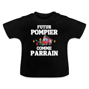 Future Firefighter as godfather - Baby Organic T-Shirt with Round Neck - black - Front