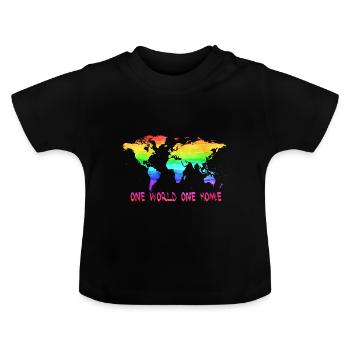 Un monde un monde carte du monde - T-shirt bio col rond Bébé - noir - Devant