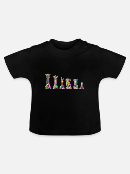 Buntes Schach - Baby Bio-T-Shirt mit Rundhals - Schwarz