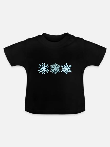 Schneeflocken - Baby Bio-T-Shirt mit Rundhals - Schwarz