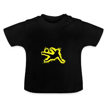 Sport Fuß Gelb und Schwarz Umriss - Baby Bio-T-Shirt mit Rundhals - Schwarz - Vorne