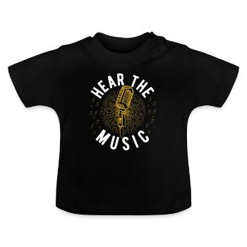 hear the music - Baby Organic T-Shirt with Round Neck - black - Front