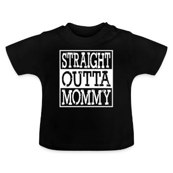 Straight Outta Mommy - Baby Bio-T-Shirt mit Rundhals - Schwarz - Vorne
