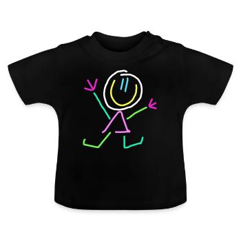 stick figure - Baby Organic T-Shirt with Round Neck - black - Front