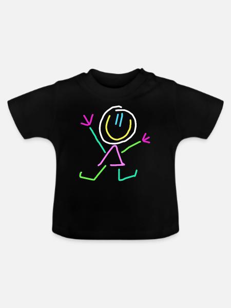 Strichmännchen - Baby Bio-T-Shirt mit Rundhals - Schwarz