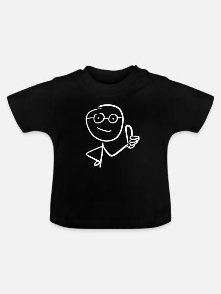 daumen hoch - Baby Bio-T-Shirt mit Rundhals - Schwarz