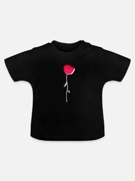 rose glänzend symbol blume pflanze - Baby Bio-T-Shirt mit Rundhals - Schwarz