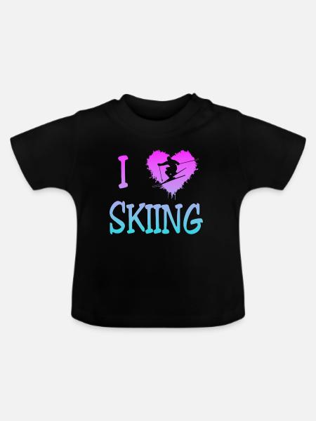 Skiing - Ski - Baby Bio-T-Shirt mit Rundhals - Schwarz