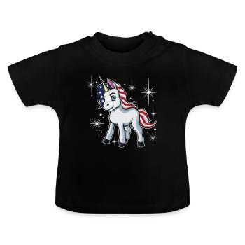 Americorn | Patriot Unicorn Independence Day USA - T-shirt bio col rond Bébé - noir - Devant