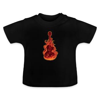 Guitar Western guitar Classical guitar Acoustic - Baby Organic T-Shirt with Round Neck - black - Front