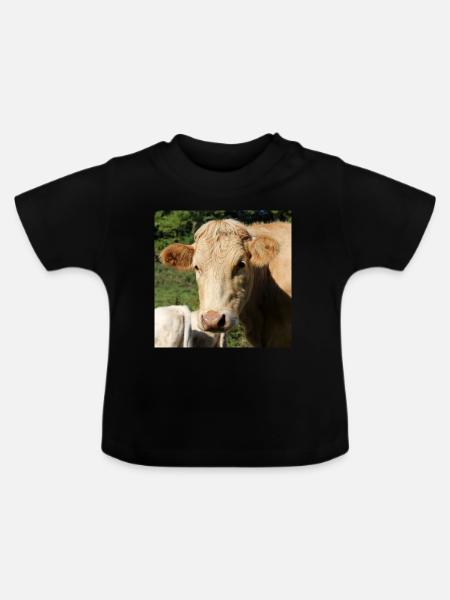 Kuh Poster - Baby Bio-T-Shirt mit Rundhals - Schwarz