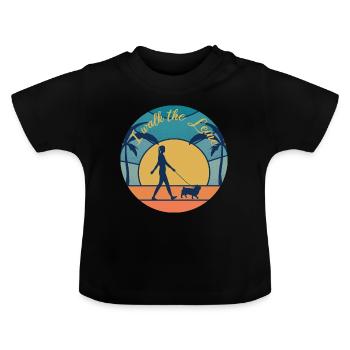Hund I walk the Leine- sunset Sonnenuntergang - Baby Bio-T-Shirt mit Rundhals - Schwarz - Vorne