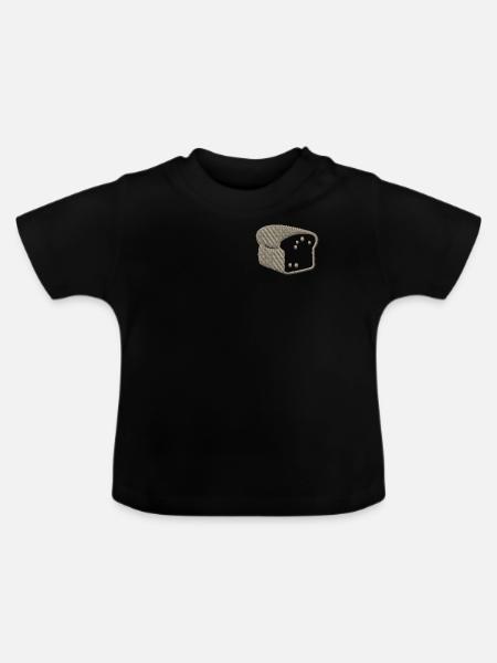 Pain grillé brodé - T-shirt bio col rond Bébé - noir