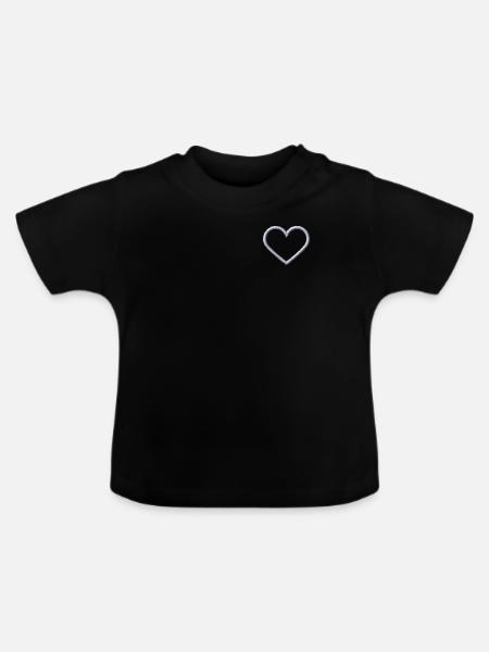 Herz weiß - Baby Bio-T-Shirt mit Rundhals - Schwarz