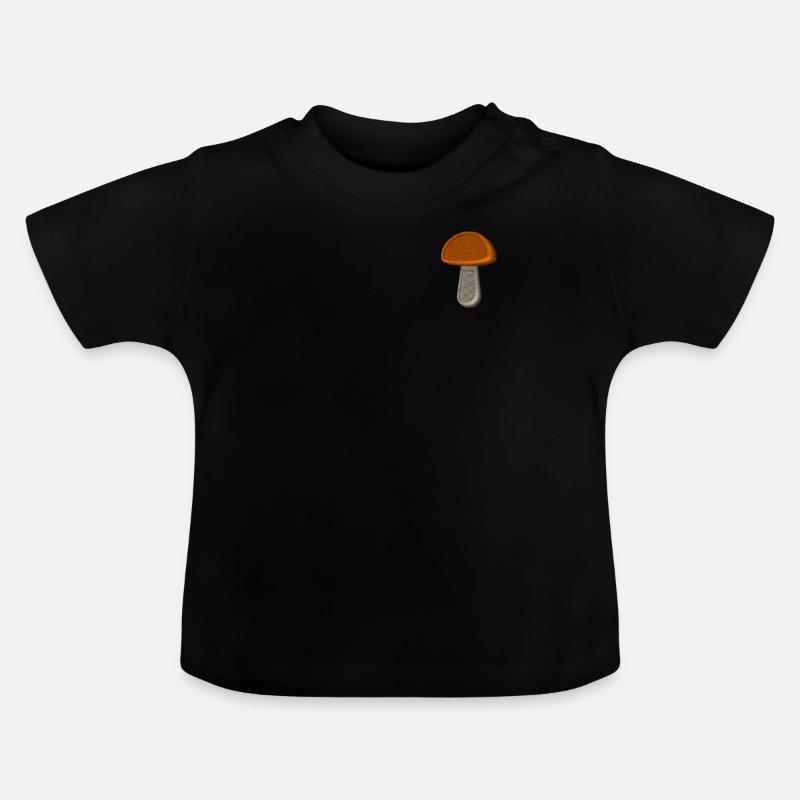 Champignon brodé - T-shirt bio col rond Bébé - noir