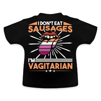 Lesbian Pride Vagitarian - Baby Organic T-Shirt with Round Neck - black - Back