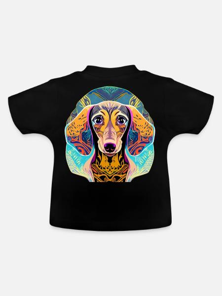 Dackel - Baby Bio-T-Shirt mit Rundhals - Schwarz