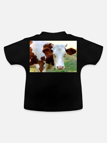 Kuh Poster - Baby Bio-T-Shirt mit Rundhals - Schwarz
