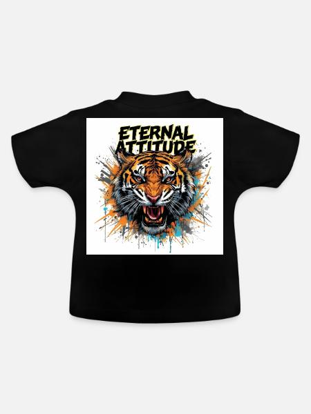 Ewige Tigerpose - Baby Bio-T-Shirt mit Rundhals - Schwarz