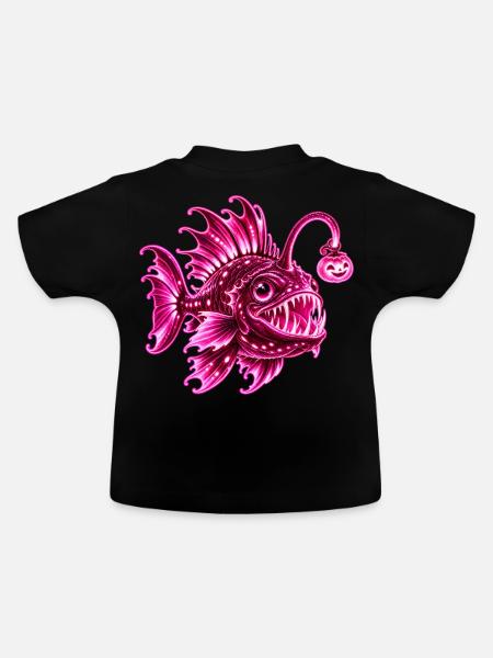 Rosa biolumineszente Laternenfisch - Baby Bio-T-Shirt mit Rundhals - Schwarz