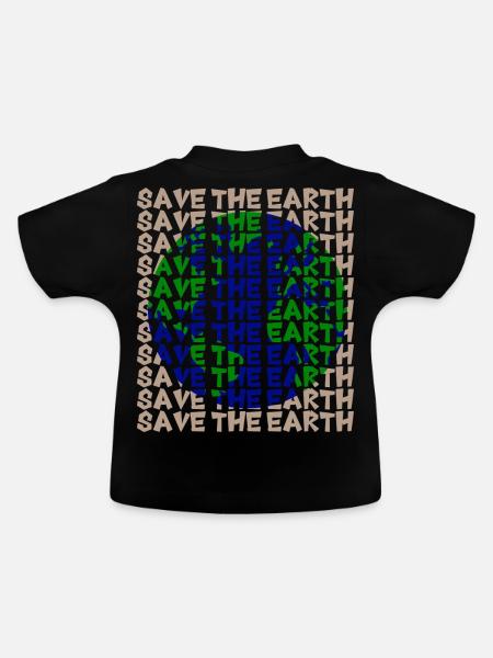 Save the Earth - Baby Bio-T-Shirt mit Rundhals - Schwarz