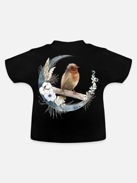 Rotkehlchen Vogelfreund Geschenk - Baby Bio-T-Shirt mit Rundhals - Schwarz