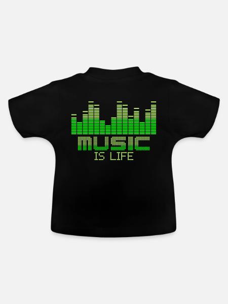 Musik ist Leben-Equalizer - Baby Bio-T-Shirt mit Rundhals - Schwarz