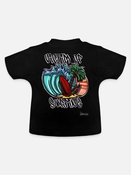 Opfer des Surfens - Baby Bio-T-Shirt mit Rundhals - Schwarz