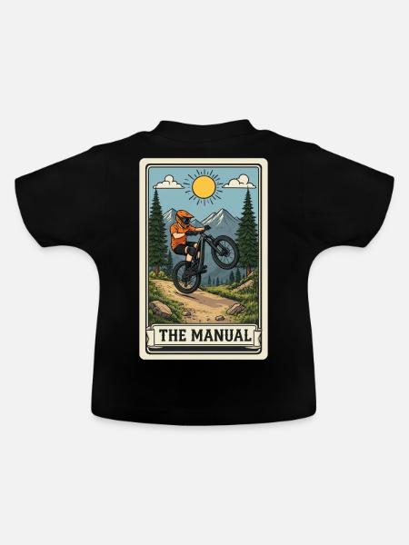 Manual-Trick im Mountainbike-Trail - Baby Bio-T-Shirt mit Rundhals - Schwarz