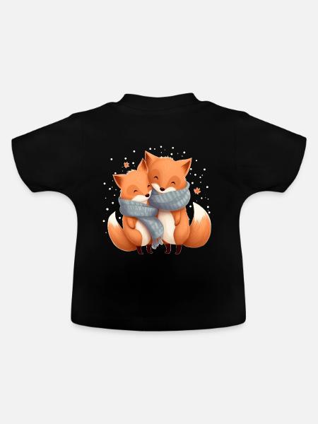 Füchse - Baby Bio-T-Shirt mit Rundhals - Schwarz