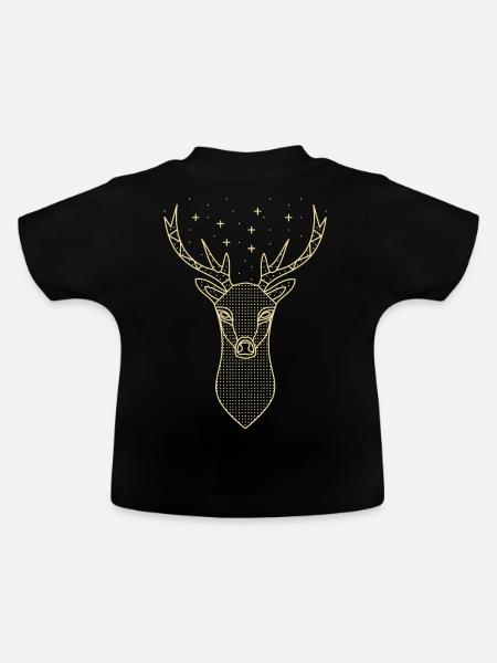 Hirsch Hirschgeweih Sterne - Baby Bio-T-Shirt mit Rundhals - Schwarz