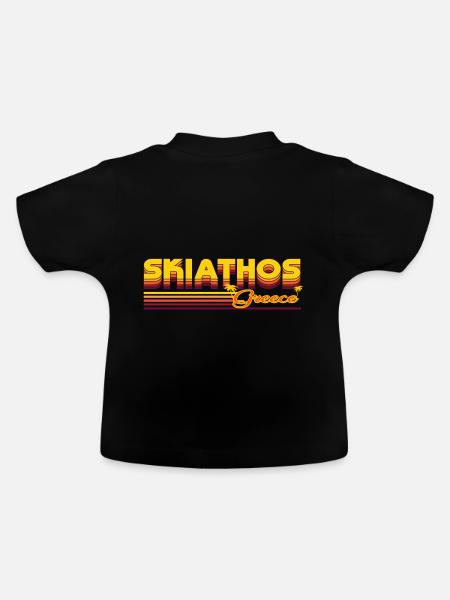Skiathos: Sommerliches Retro-Design - Baby Bio-T-Shirt mit Rundhals - Schwarz