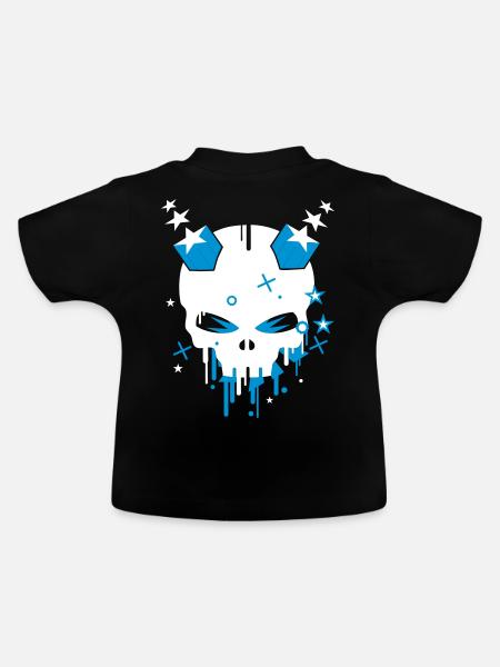Teufel Skull mit Sternenhörner - Baby Bio-T-Shirt mit Rundhals - Schwarz