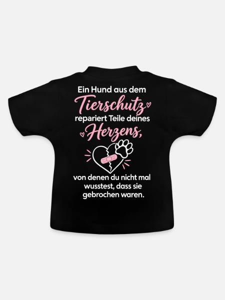 Tierschutzhund Herzensretter Design - Baby Bio-T-Shirt mit Rundhals - Schwarz