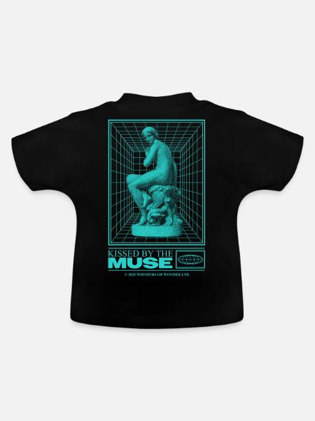 Neon-Statue im Cyberraum - Baby Bio-T-Shirt mit Rundhals - Schwarz