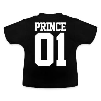 Prince 01 - Baby Organic T-Shirt with Round Neck - black - Back
