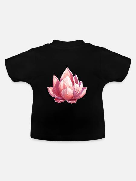 Lotusblüte - Baby Bio-T-Shirt mit Rundhals - Schwarz