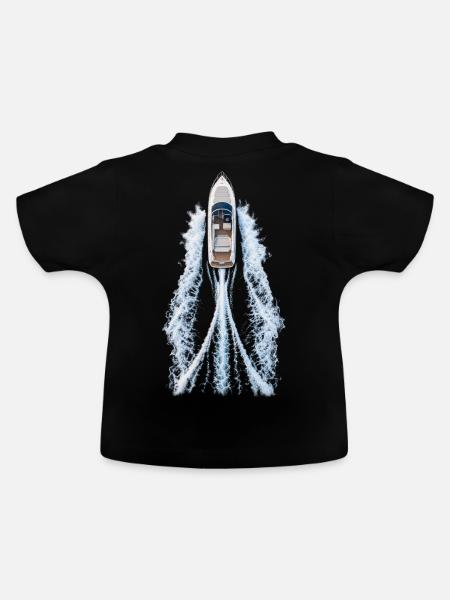 TopAnsicht Jacht mit Wasserwirbel - Baby Bio-T-Shirt mit Rundhals - Schwarz