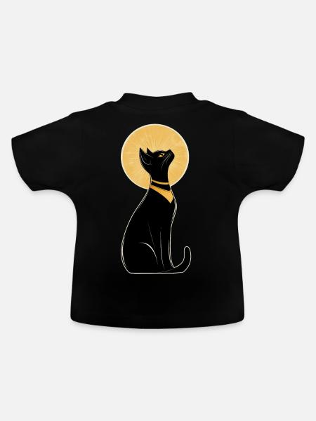 Ägyptische Katze - Baby Bio-T-Shirt mit Rundhals - Schwarz