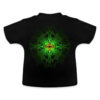Psychedelisches Mandala Muster Grün Goa Psytrance - Baby Bio-T-Shirt mit Rundhals - Schwarz - Hinten