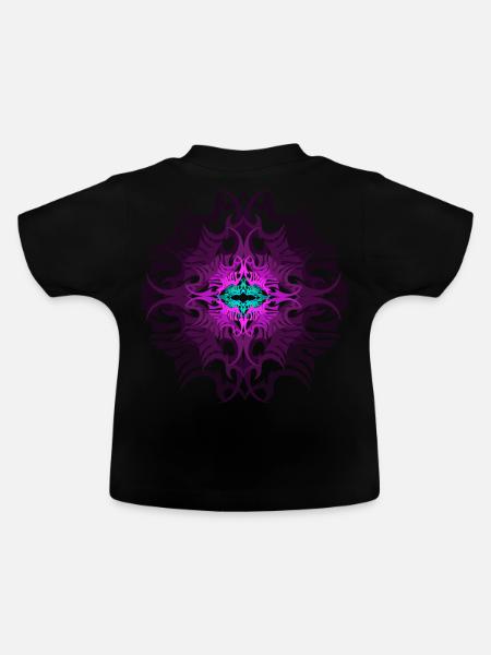 Psychedelisches Mandala Muster Tribal Pink Goa - Økologisk T-shirt til baby, rund hals - sort
