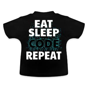 Eat Sleep Code Programmation informatique Nerd Java - T-shirt bio col rond Bébé - noir - Dos