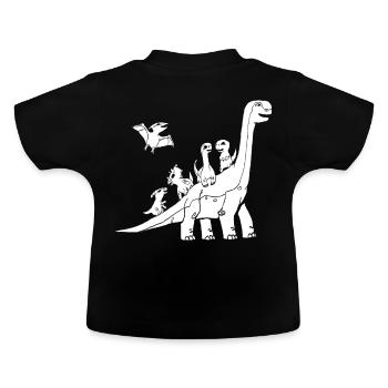 Dino Dinosaurier Dinos - Baby Bio-T-Shirt mit Rundhals - Schwarz - Hinten